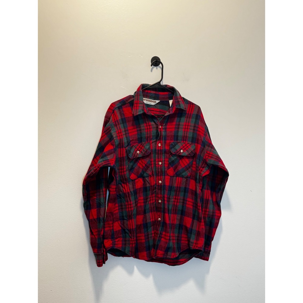 Vintage McGregor Mens Red Plaid Flannel Shirt Cotton Button Down Made in USA L